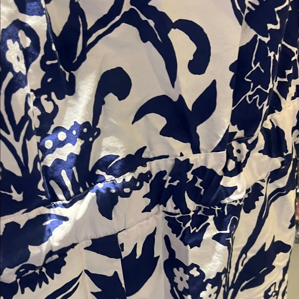 Zara Blue and White Floral Midi-Dress - Picture 5 of 5
